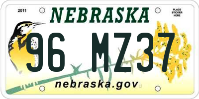 NE license plate 96MZ37