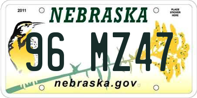 NE license plate 96MZ47