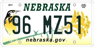 NE license plate 96MZ51