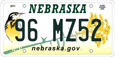 NE license plate 96MZ52