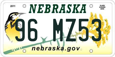 NE license plate 96MZ53