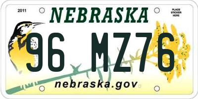 NE license plate 96MZ76