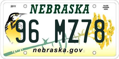 NE license plate 96MZ78