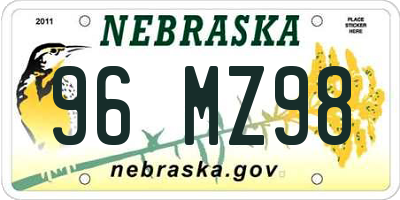 NE license plate 96MZ98