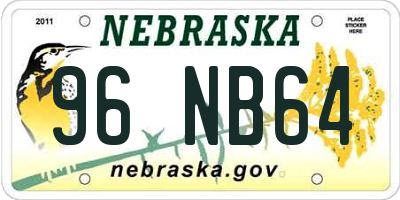 NE license plate 96NB64