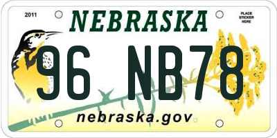 NE license plate 96NB78