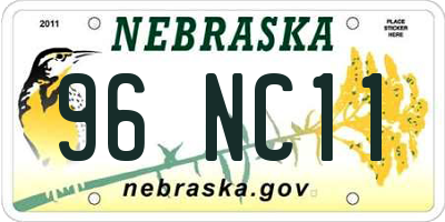 NE license plate 96NC11