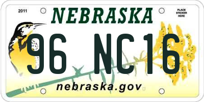 NE license plate 96NC16