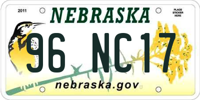 NE license plate 96NC17