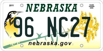 NE license plate 96NC27
