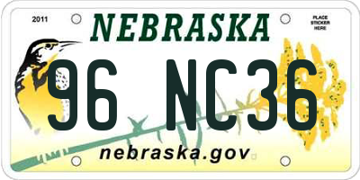 NE license plate 96NC36