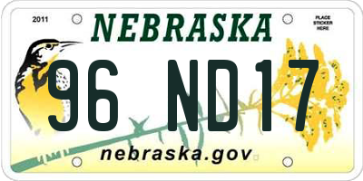 NE license plate 96ND17
