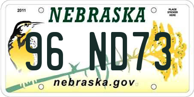 NE license plate 96ND73