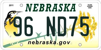 NE license plate 96ND75