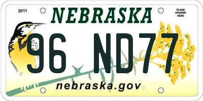NE license plate 96ND77