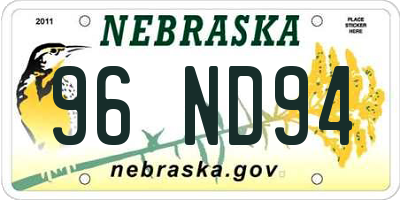 NE license plate 96ND94