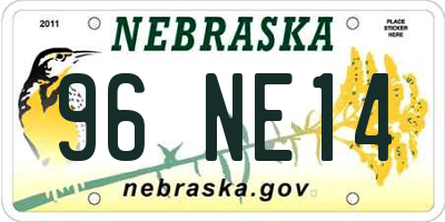 NE license plate 96NE14