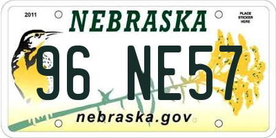 NE license plate 96NE57