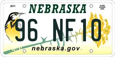 NE license plate 96NF10