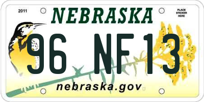 NE license plate 96NF13