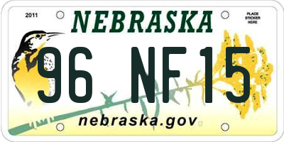 NE license plate 96NF15