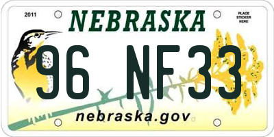 NE license plate 96NF33