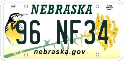 NE license plate 96NF34