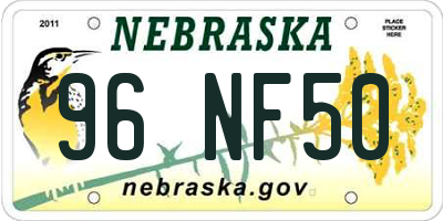 NE license plate 96NF50