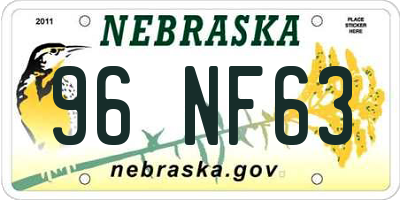NE license plate 96NF63