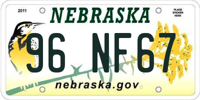 NE license plate 96NF67