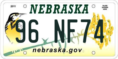 NE license plate 96NF74