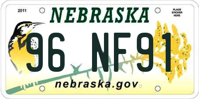 NE license plate 96NF91