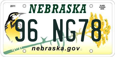 NE license plate 96NG78