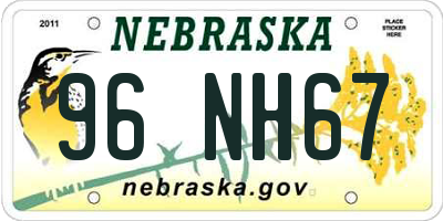 NE license plate 96NH67