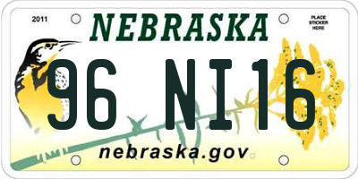 NE license plate 96NI16