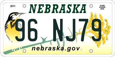 NE license plate 96NJ79