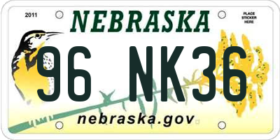 NE license plate 96NK36