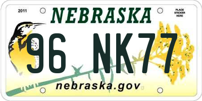 NE license plate 96NK77