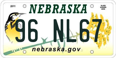 NE license plate 96NL67