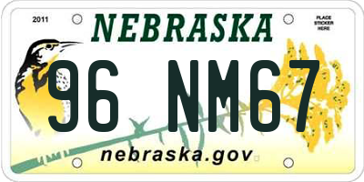 NE license plate 96NM67