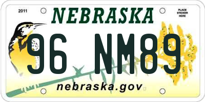 NE license plate 96NM89