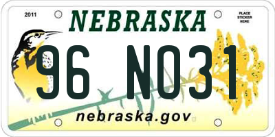 NE license plate 96NO31