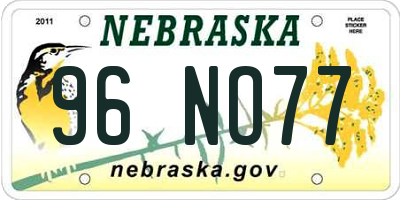NE license plate 96NO77
