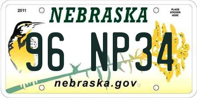 NE license plate 96NP34