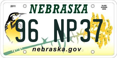 NE license plate 96NP37
