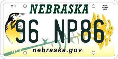 NE license plate 96NP86