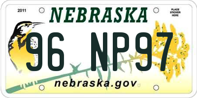 NE license plate 96NP97