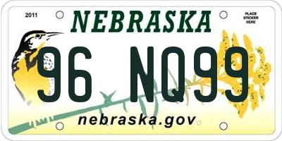 NE license plate 96NQ99