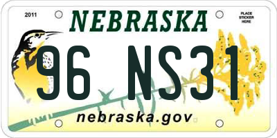 NE license plate 96NS31
