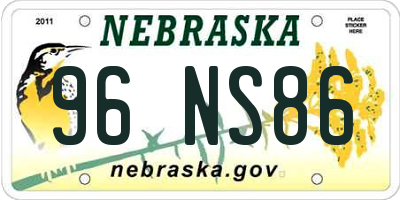 NE license plate 96NS86